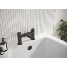 Bristan Liso Black 134mm Deck Mounted Round Head 2 Tap Holes Bath Mixer Tap