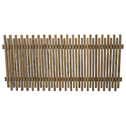 Forest  Picket Slatted Top Fence Panel Natural Timber 6' x 3' Pack of 3