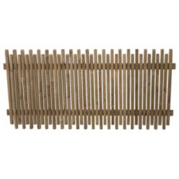 Forest  Picket Slatted Top Fence Panels Natural Timber 6' x 3' Pack of 3