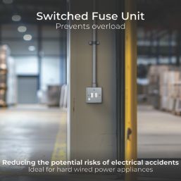 British General  13A Switched Metal Clad Fused Spur & Flex Outlet with LED  with White Inserts