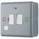 British General  13A Switched Metal Clad Fused Spur & Flex Outlet with LED  with White Inserts