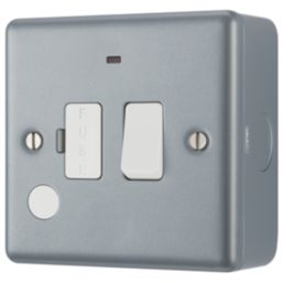 British General  13A Switched Metal Clad Fused Spur & Flex Outlet with LED  with White Inserts