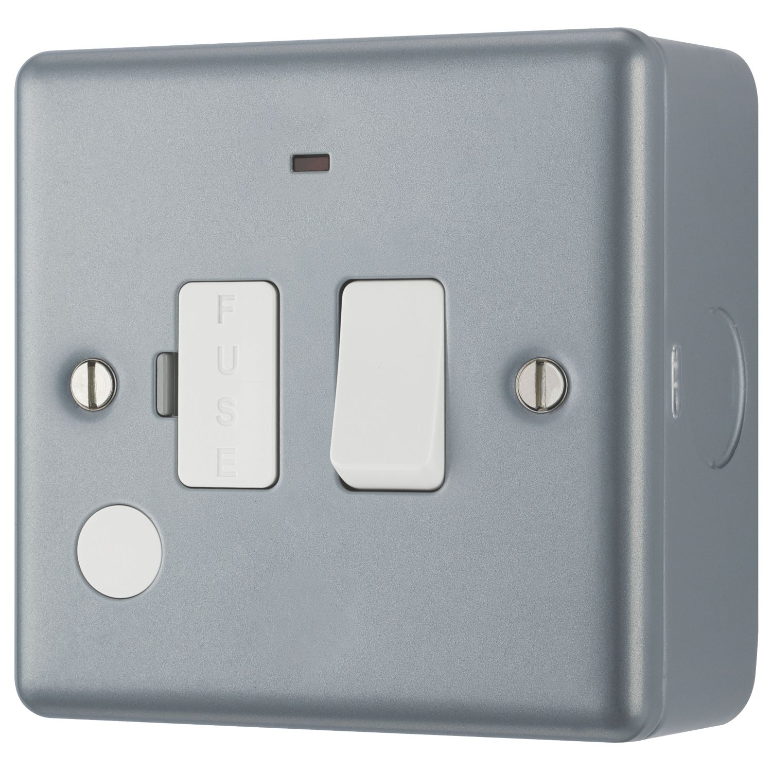 British General 13A Switched Metal Clad Fused Spur & Flex Outlet with LED with White Inserts (737PF)