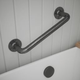 Rothley  Straight Household Steel Grab Rail Pewter 305mm