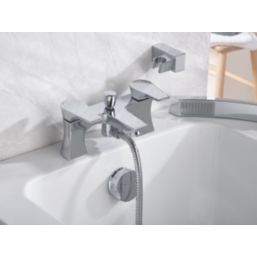 Bristan Hourglass Chrome  110mm Deck Mounted Dual Control Manual Shower Mixer Tap