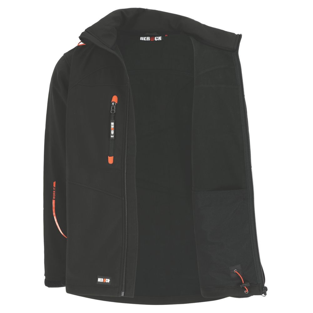 Herock Poseidon Softshell Jacket Black X Large 50 Chest - Screwfix