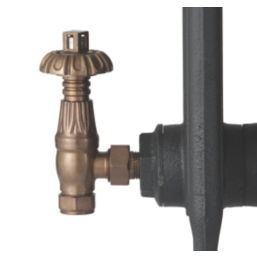 Arroll UK-18 15mm x 1/2" Antique Copper Angled Traditional Thermostatic Radiator Valve & Lockshield