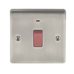 British General Nexus Metal 45A 1-Gang DP Cooker Switch Brushed Iridium with LED