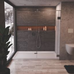 Milan Rectangular Bathroom Shower Tray & Waste White Gloss 1500mm x 700mm x 40mm