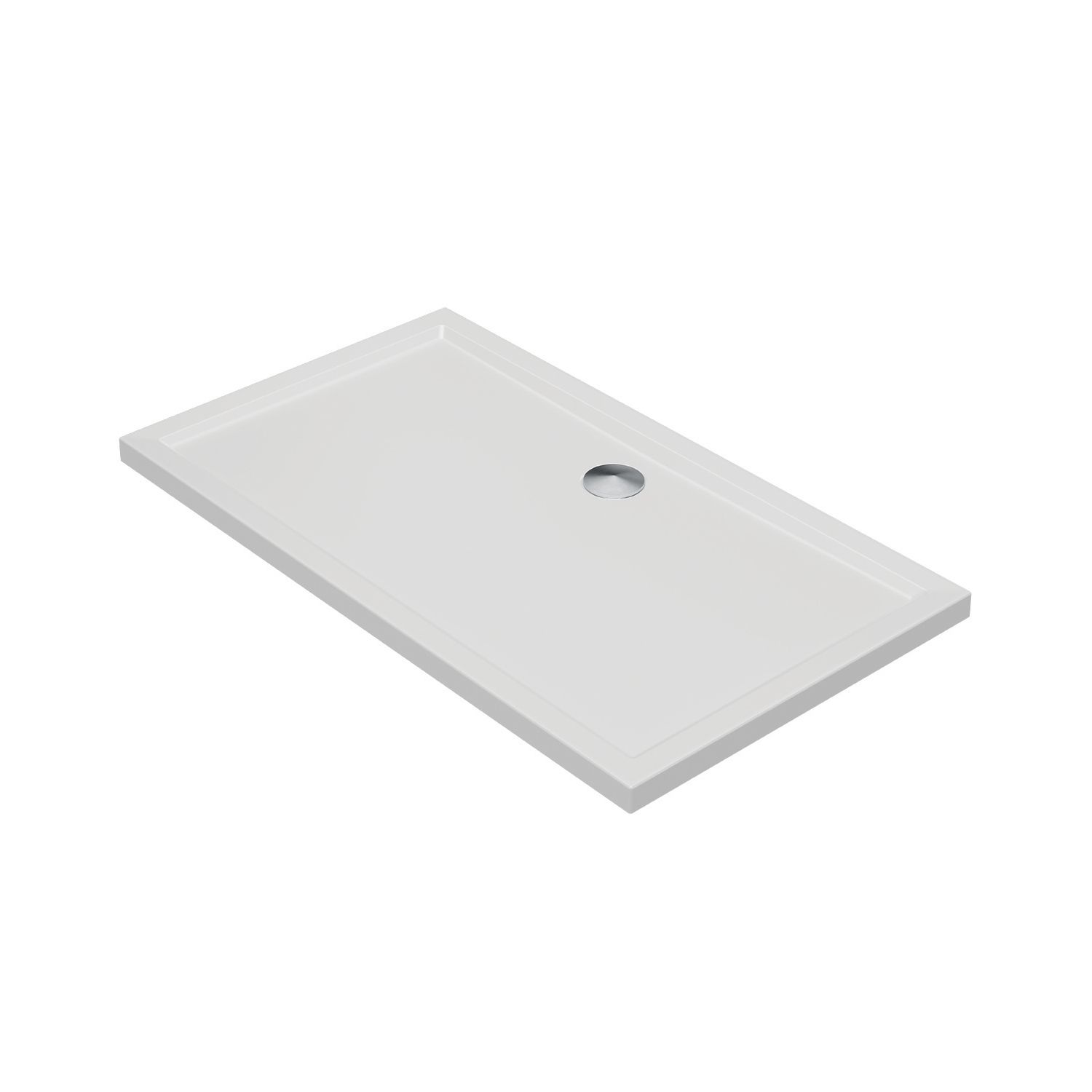 Milan Rectangular Bathroom Shower Tray & Waste White Gloss 1500mm x 700mm x 40mm (738AE)