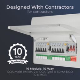 British General Circuit Protection 10-Module 10-Way Populated High Integrity Main Switch Consumer Unit