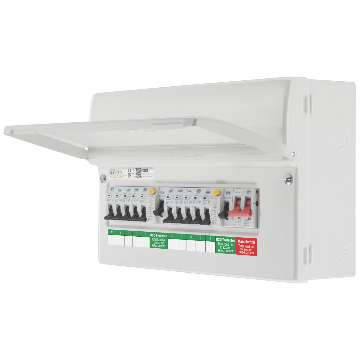 British General Circuit Protection 10-Module 10-Way Populated High Integrity Main Switch Consumer Unit (738CY)