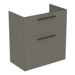 Ideal Standard i.life A Floorstanding Vanity Unit With Black Handles & Basin Matt Quartz Grey 840mm x 460mm x 868mm