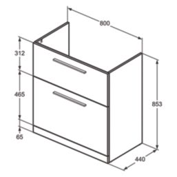 Ideal Standard i.life A Floorstanding Vanity Unit With Black Handles & Basin Matt Quartz Grey 840mm x 460mm x 868mm