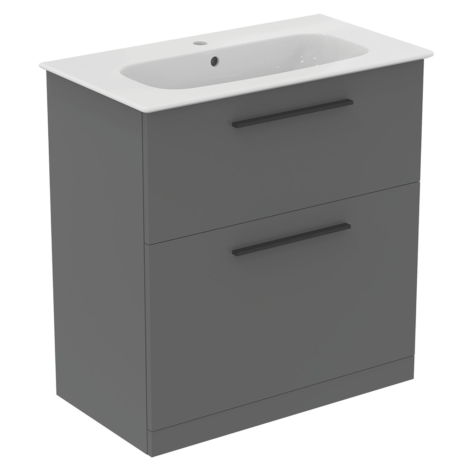 Ideal Standard i.life A Floorstanding Vanity Unit With Black Handles & Basin Matt Quartz Grey 840mm x 460mm x 868mm (738HM)