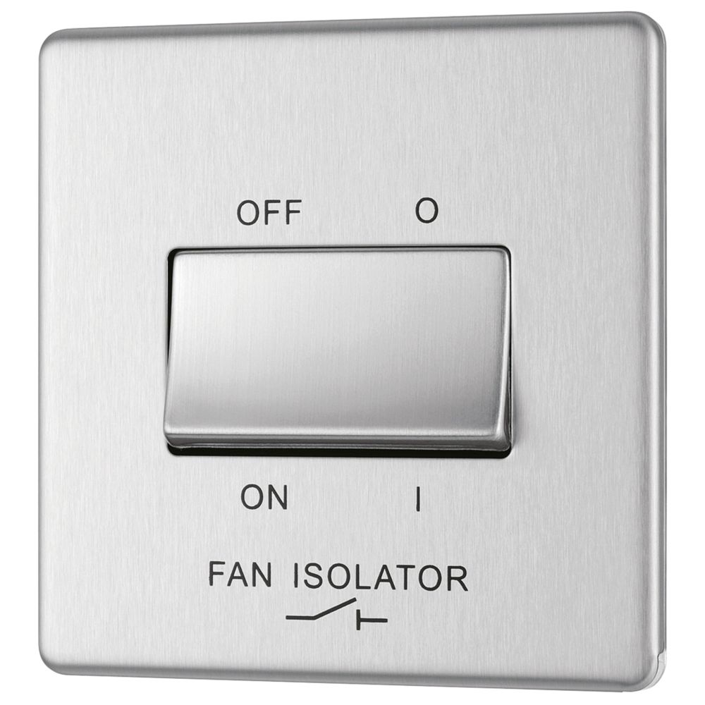 LAP 10A 1Gang 3Pole Fan Isolator Switch Brushed Stainless Steel Screwfix