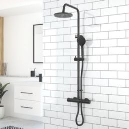 Aqualisa Sierra HP Rear-Fed Exposed Matt Black Thermostatic Dual Outlet Mixer Shower