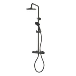 Aqualisa Sierra HP Rear-Fed Exposed Matt Black Thermostatic Dual Outlet Mixer Shower