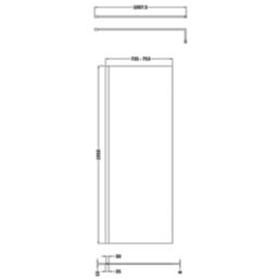 ETAL  WRSG076 Semi-Framed Wetroom Screen with Support Bar Polished Chrome 760mm x 1950mm