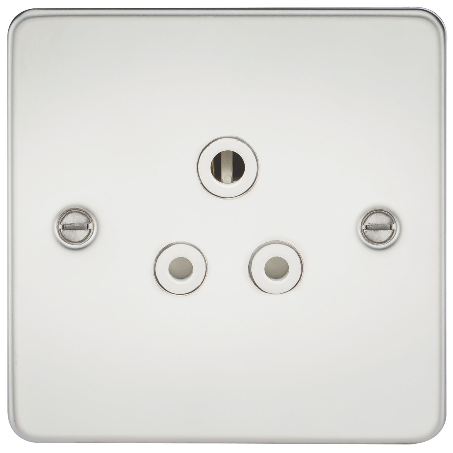 Knightsbridge 5A 1-Gang Unswitched Socket Polished Chrome with White Inserts (738TY)