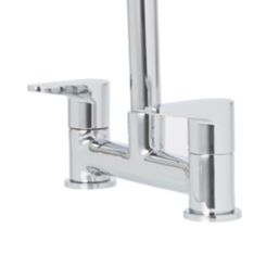 Isar Deck Mounted Dual-Lever Bridge Mixer Kitchen Tap Chrome