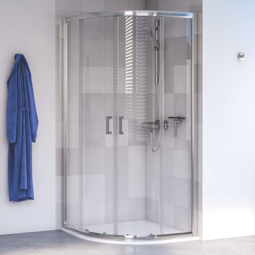Aqualux Edge 6 SemiFrameless Quadrant Shower Enclosure LH/RH Polished Silver 900mm x 900mm x