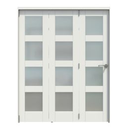 Green & Taylor  3-Door 4-Frosted Light Primed White Wooden Shaker Internal Bi-Fold Door 2060mm x 1794mm