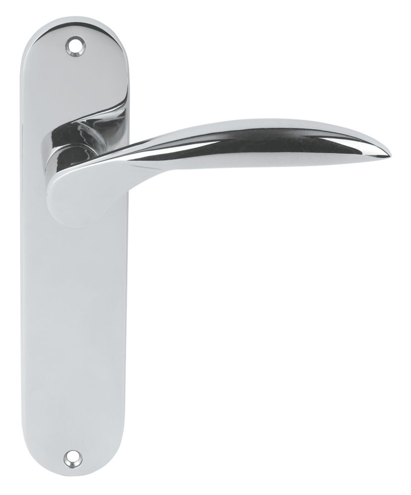 Smith & Locke Crantock Fire Rated Latch LoB Latch Door Handles Pair Polished Chrome Screwfix