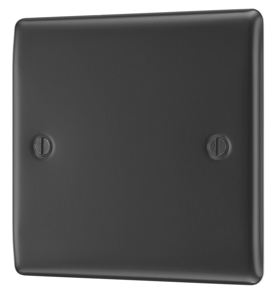 British General Nexus Metal 1-Gang Blanking Plate Matt Black