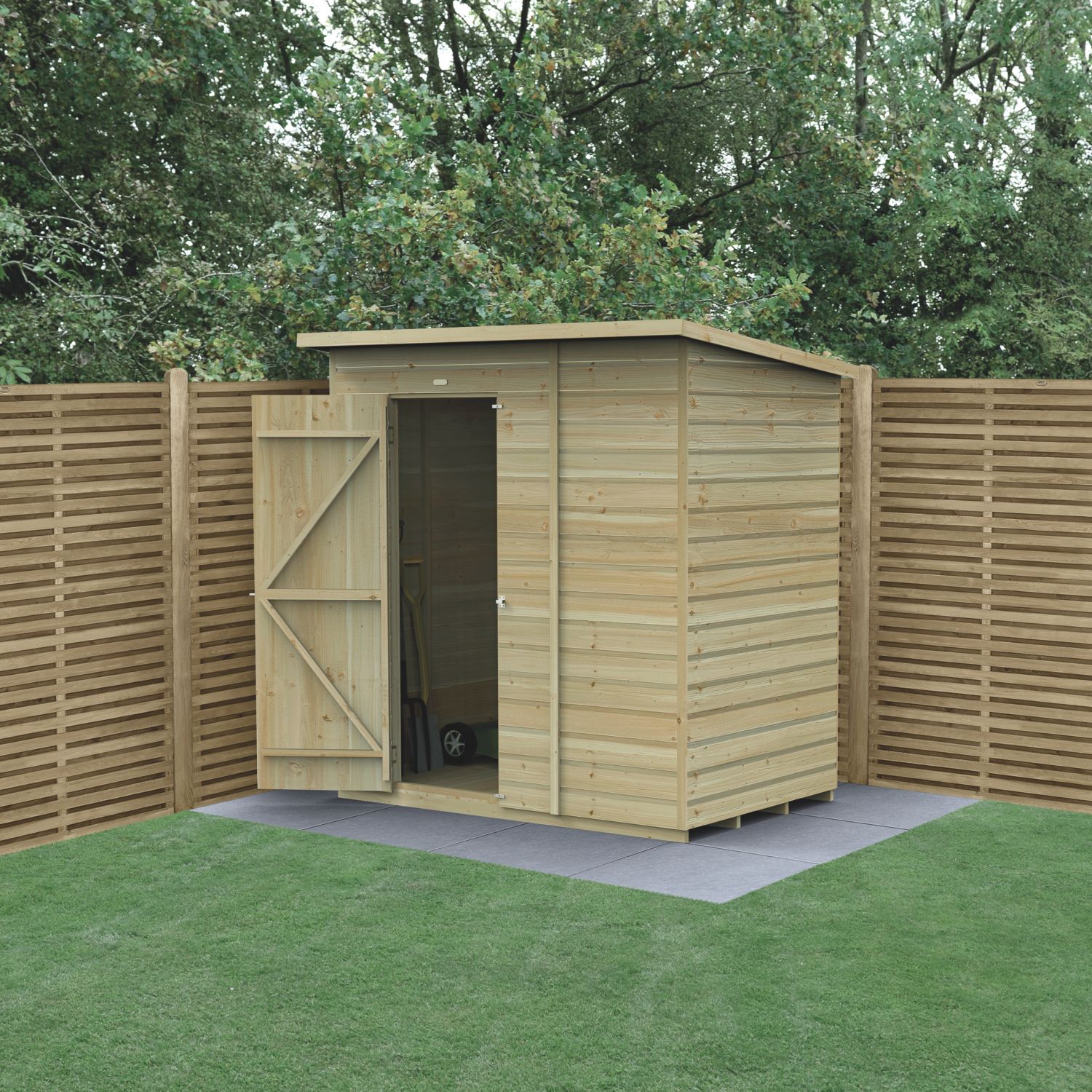 Forest Beckwood 6' x 4' (Nominal) Pent Shiplap Timber Shed with Base (739PW)