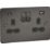Knightsbridge  13A 2-Gang SP Switched Socket + 4.0A 20W 2-Outlet Type A & C USB Charger Gunmetal with Black Inserts