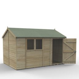 Forest Timberdale 12' x 8' 6" (Nominal) Reverse Apex Tongue & Groove Timber Shed with Base & Assembly