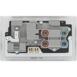 British General Nexus Metal 45A 1-Gang DP Cooker Switch & 13A DP Switched Socket Brushed Steel with LED with Black Inserts