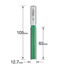 Trend C164X1/2TC 1/2" Shank Double-Flute Straight Worktop Router Cutter 12.7mm x 63mm