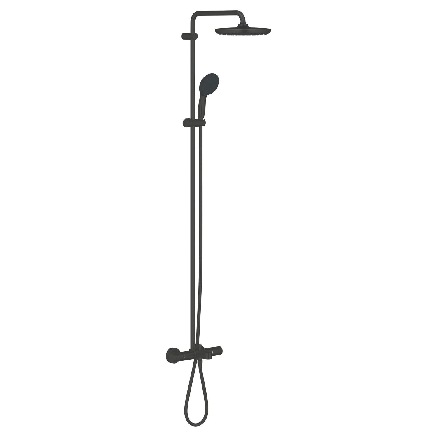 Grohe Vitalio Start 250 HP Rear-Fed Exposed Matt Black Thermostatic Bath/Shower System (739YX)
