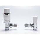 Drayton TRV4 15mm x 1/2" White Angled & L/S Designer Thermostatic Radiator Valve & Lockshield