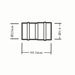 Flomasta  Brass Solder Ring Adapting Couplers 22mm x 3/4" 2 Pack