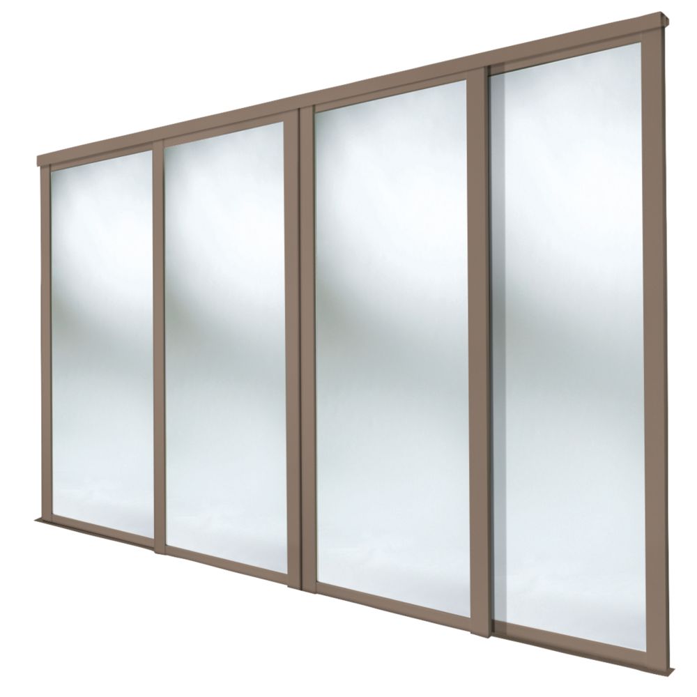 Spacepro Shaker 4Door Sliding Wardrobe Door Kit Stone Grey Frame