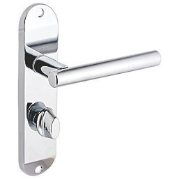 Smith & Locke Asker Fire Rated WC Door Handles Pair Polished Chrome