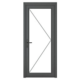 Crystal  Fully Glazed 1-Clear Light Right-Hand Opening Anthracite Grey uPVC Back Door 2090mm x 840mm