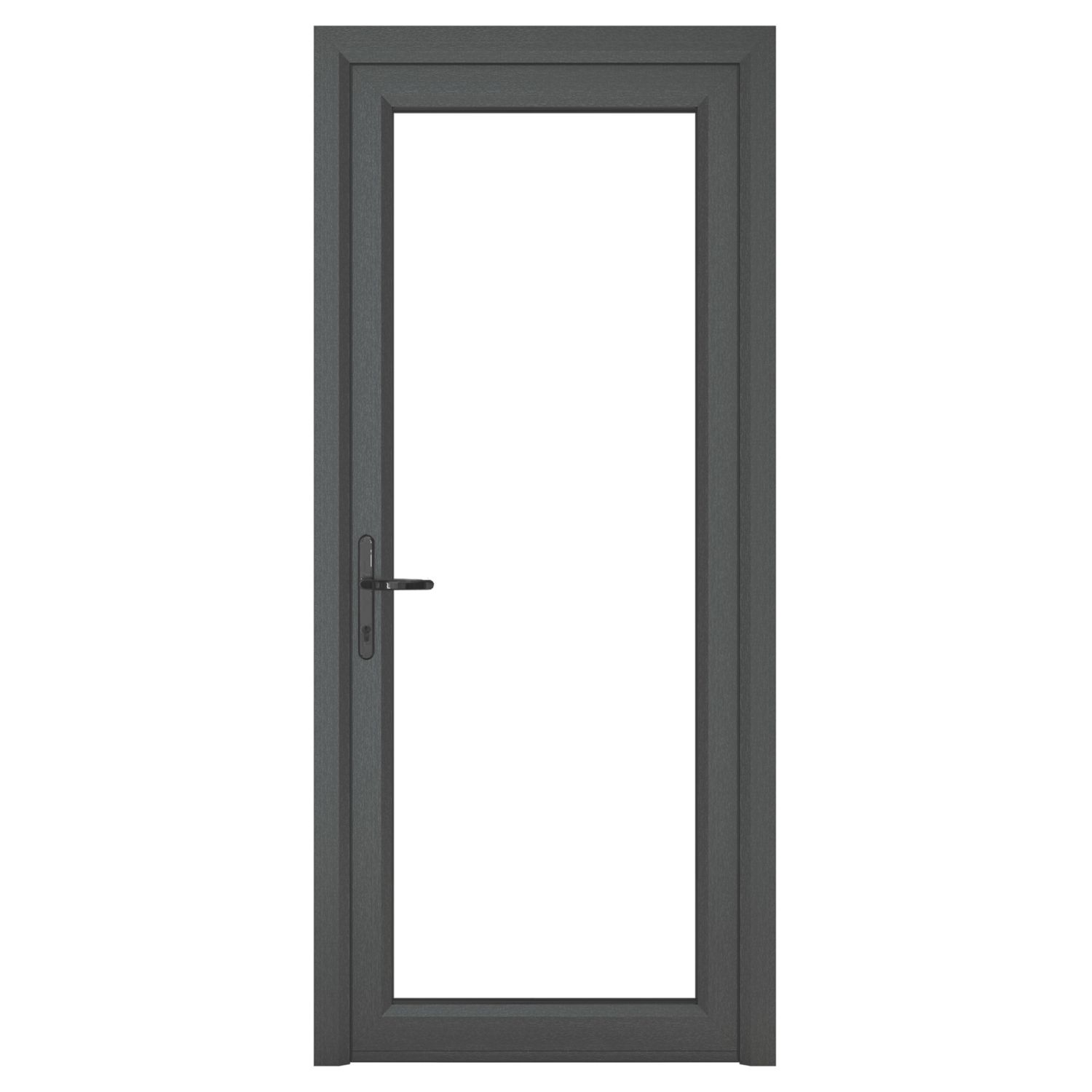 Crystal Fully Glazed 1-Clear Light Right-Handed Anthracite Grey uPVC Back Door 2090mm x 840mm (740KF)