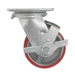 Essentials Industrial Braked Swivel Castor 100mm Red