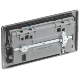 British General Nexus Metal 13A 2-Gang SP Switched Socket + 3A 45W 2-Outlet Type A & C USB Charger Black Nickel with Black Inserts