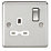 Knightsbridge  13A 1-Gang DP Switched Single Socket Brushed Chrome  with White Inserts