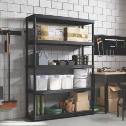 Essentials  5-Tier Plastic Garage Shelving Unit 1200mm x 400mm x 1850mm