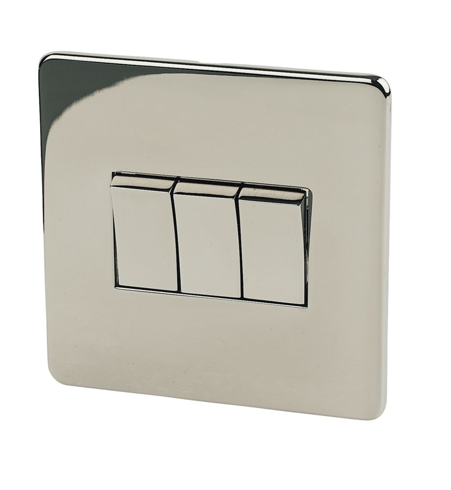 Crabtree Platinum 10AX 3-Gang 2-Way Light Switch  Black Nickel