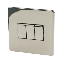 Crabtree Platinum 10AX 3-Gang 2-Way Light Switch  Black Nickel