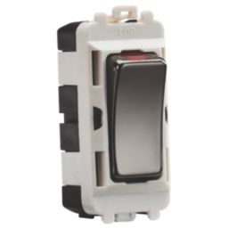Knightsbridge  20AX Grid DP Control Switch Black Nickel with LED
