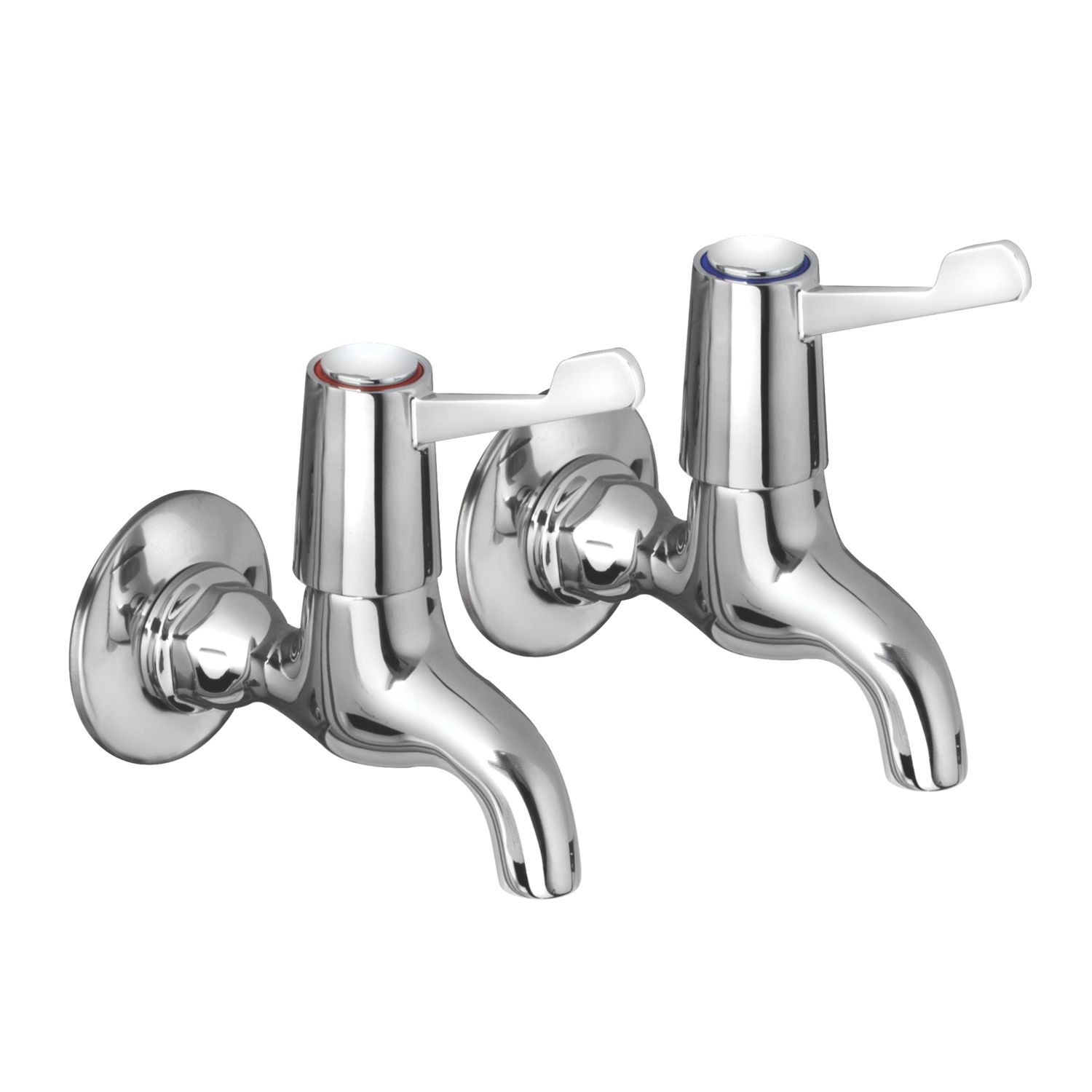 Bristan Lever Contemporary Single Lever Kitchen Bib Taps Chrome 1 Pair (741JE)