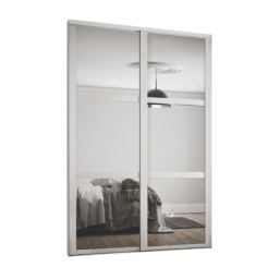 Spacepro Shaker 2-Door Sliding Wardrobe Door Kit Dove Grey Frame Mirror Panel 1489mm x 2260mm